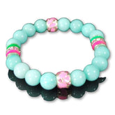 FBT - Amazonite Gemstone With Pink And Green Beaded Bracelets - FashionByTeresa